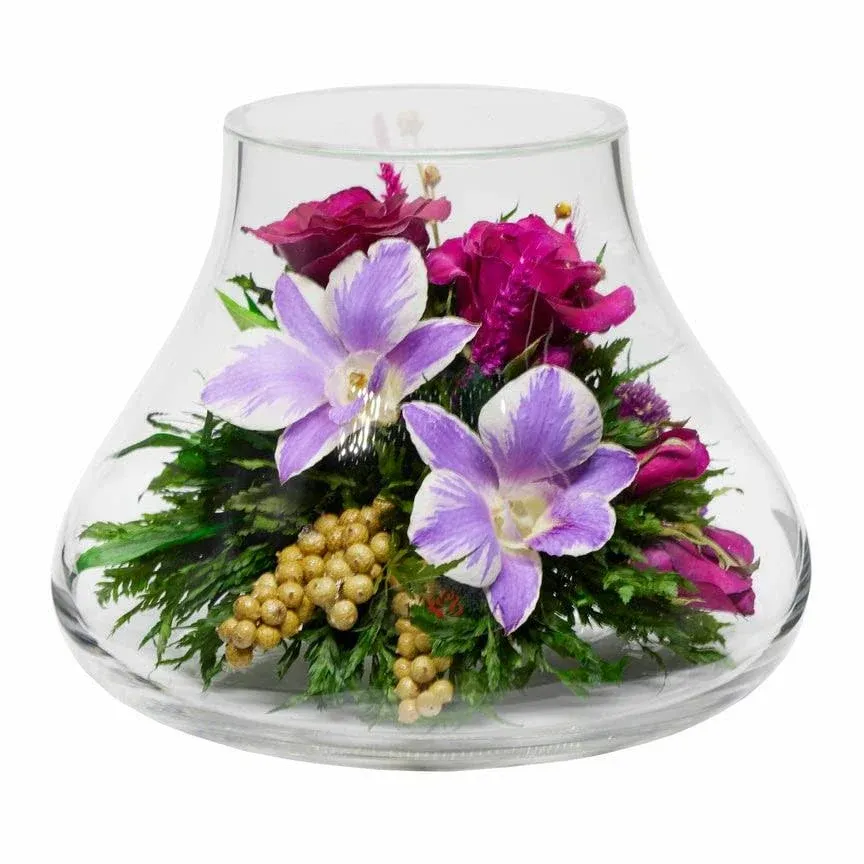 Fiora Flower Roses and Orchids in A Vase Clear