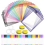 Nutsball Dry Erase Pockets Reusable Sleeves 30 Pack Heavy Duty Oversized 10" x 14" Clear Plastic Sheet Protectors