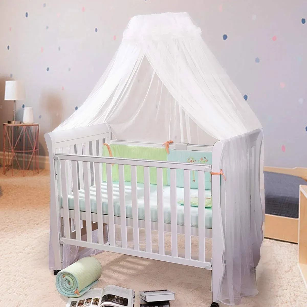 Baby Mosquito Net Baby Toddler Bed Crib Dome Canopy Netting (White)