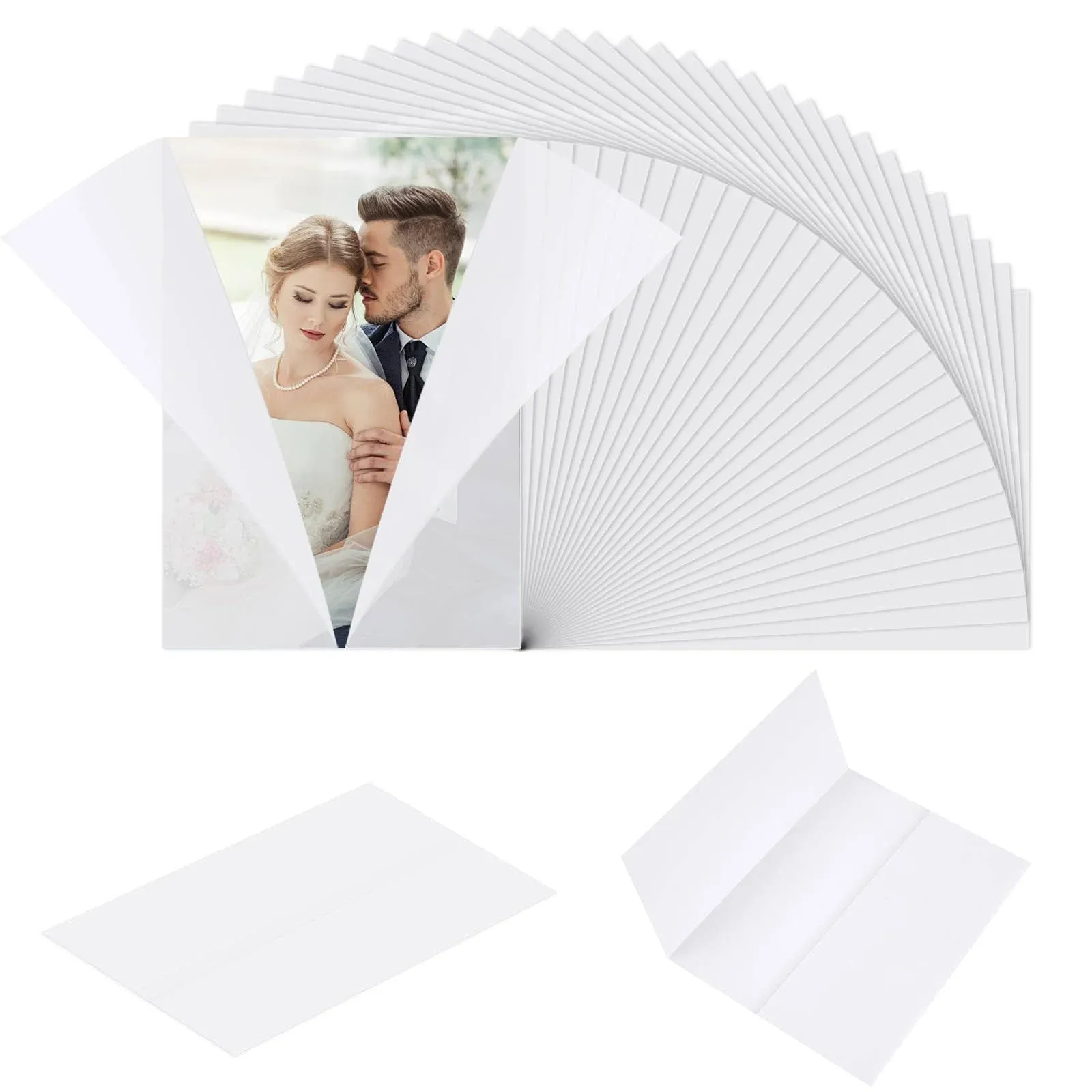 90 Pack Pre-Folded Vellum Jackets for 5x7 Invitations, Translucent Vellum 