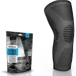 PowerLix Knee Brace and Support, 4-Way Knee Compression Sleeve for Men & Women, Pain Relief & Support Knee Sleeve for Sports & Fitness with Anti Slip & 3D Knitting, Gray, L