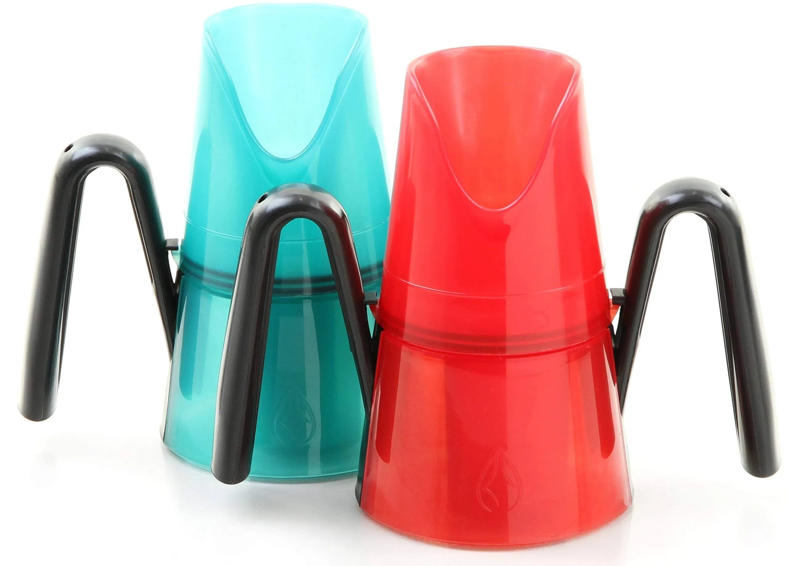 RiJe Dysphagia Cup, Pack of Two, Red and Aqua