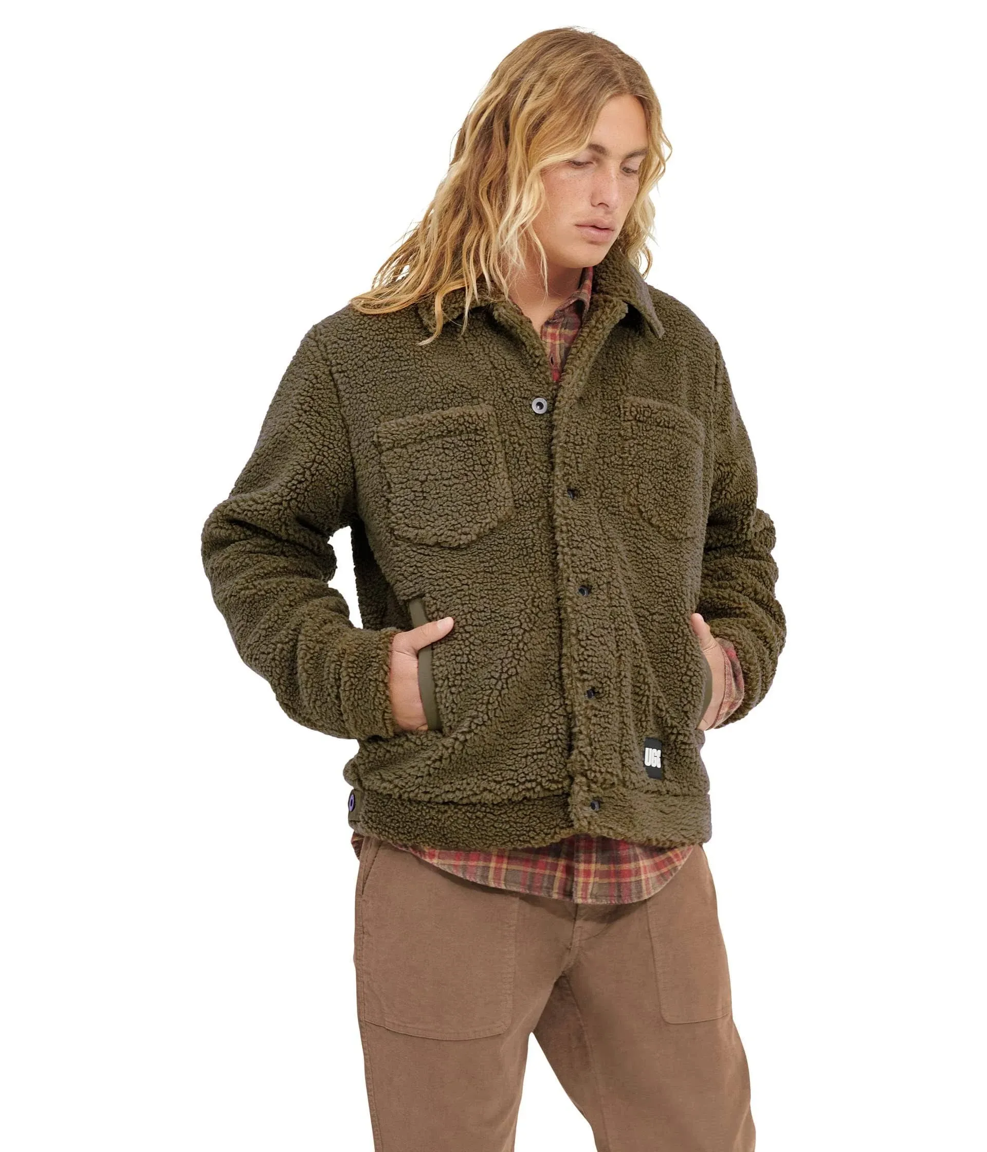 Ugg Men's Janson Sherpa Trucker Jacket - Burnt Olive - Size Small