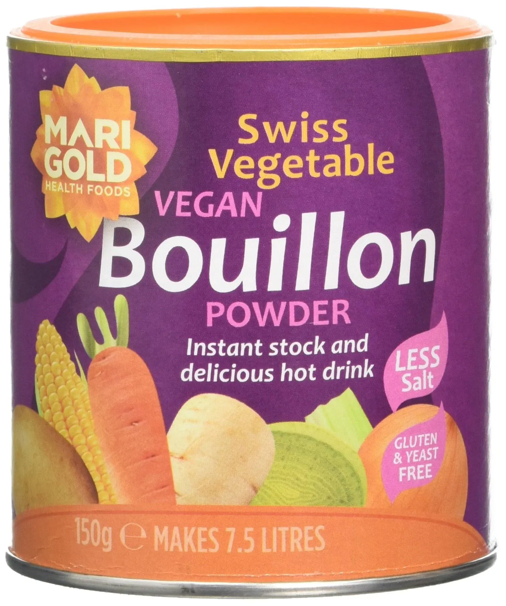 Marigold Swiss Vegetable Vegan Bouillon Powder Reduced Salt 150 g