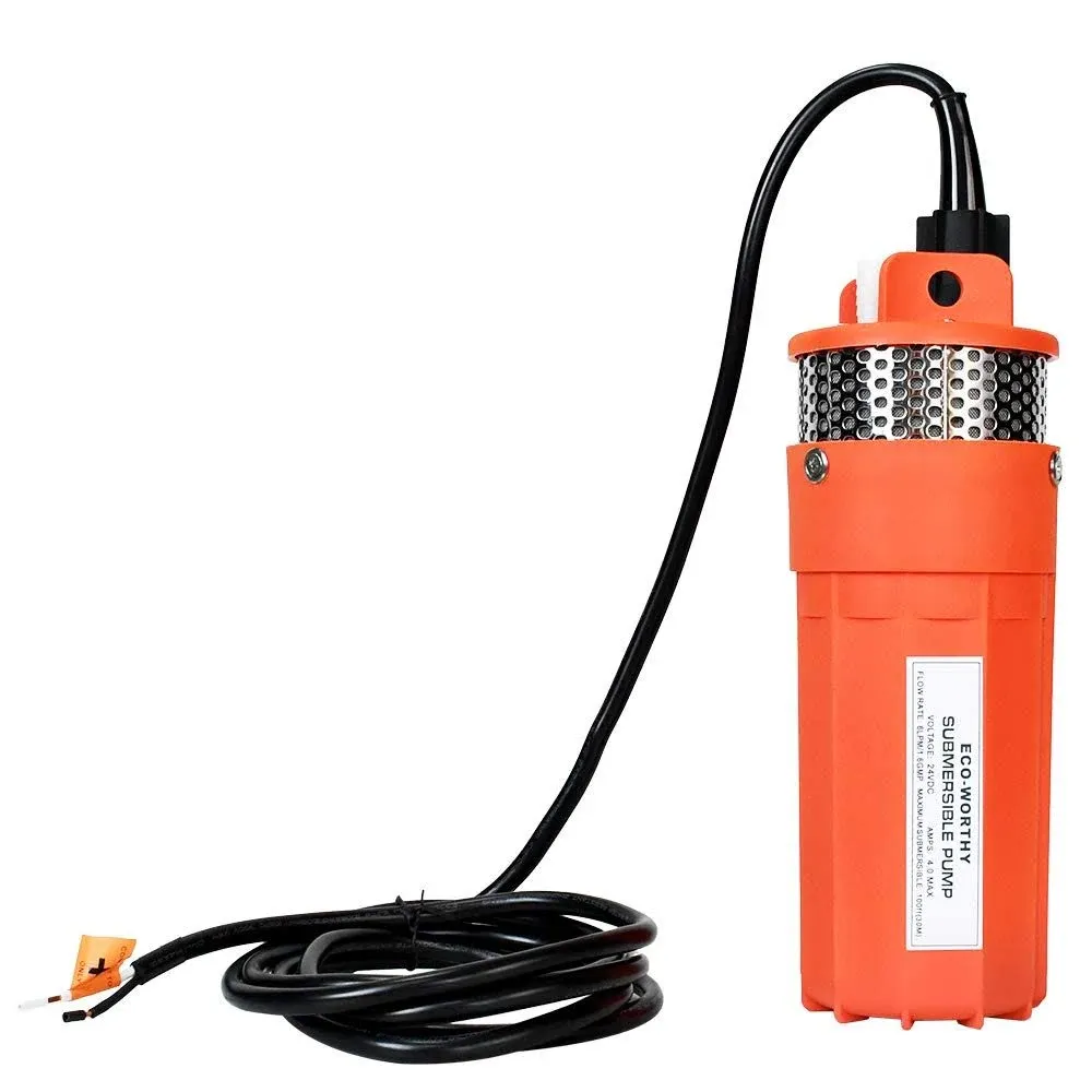 ECO-WORTHY 24V Submersible Deep Well Water Pump with 10ft Cable 1.6GPM 4'' 5A, Max Lift 230ft/70m, DC Pump/Alternative Energy Solar Battery Farm & Ranch Submersible Deep Well Pump