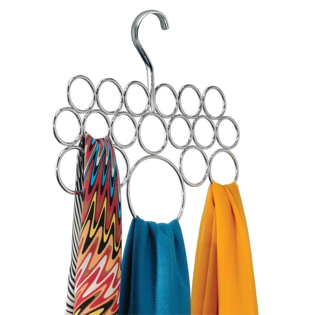 iDesign Axis Metal 18-Loop Wave Scarf Hanger, No Snag Closet Organization Storage Holder for Scarves, Men's Ties, Women's Shawls, Pashminas, Belts, Accessories, Clothes, 11.5" x .5" x 9.5" - Bronze