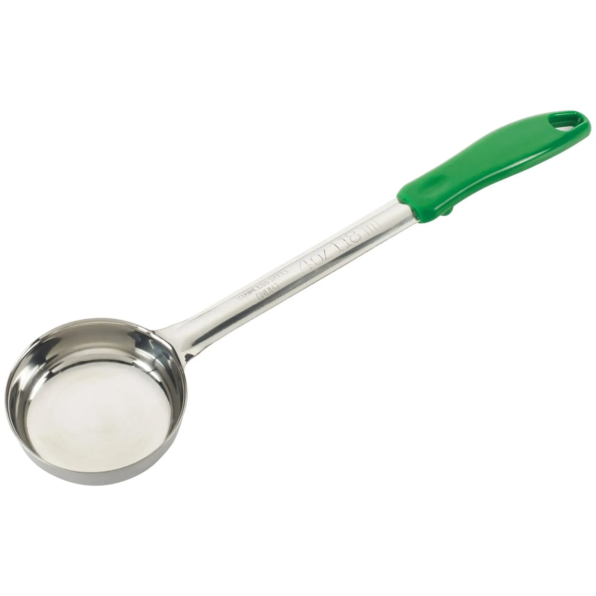 Winco Solid Food Portioner, 4-Ounce, Medium, Stainless Steel, Green