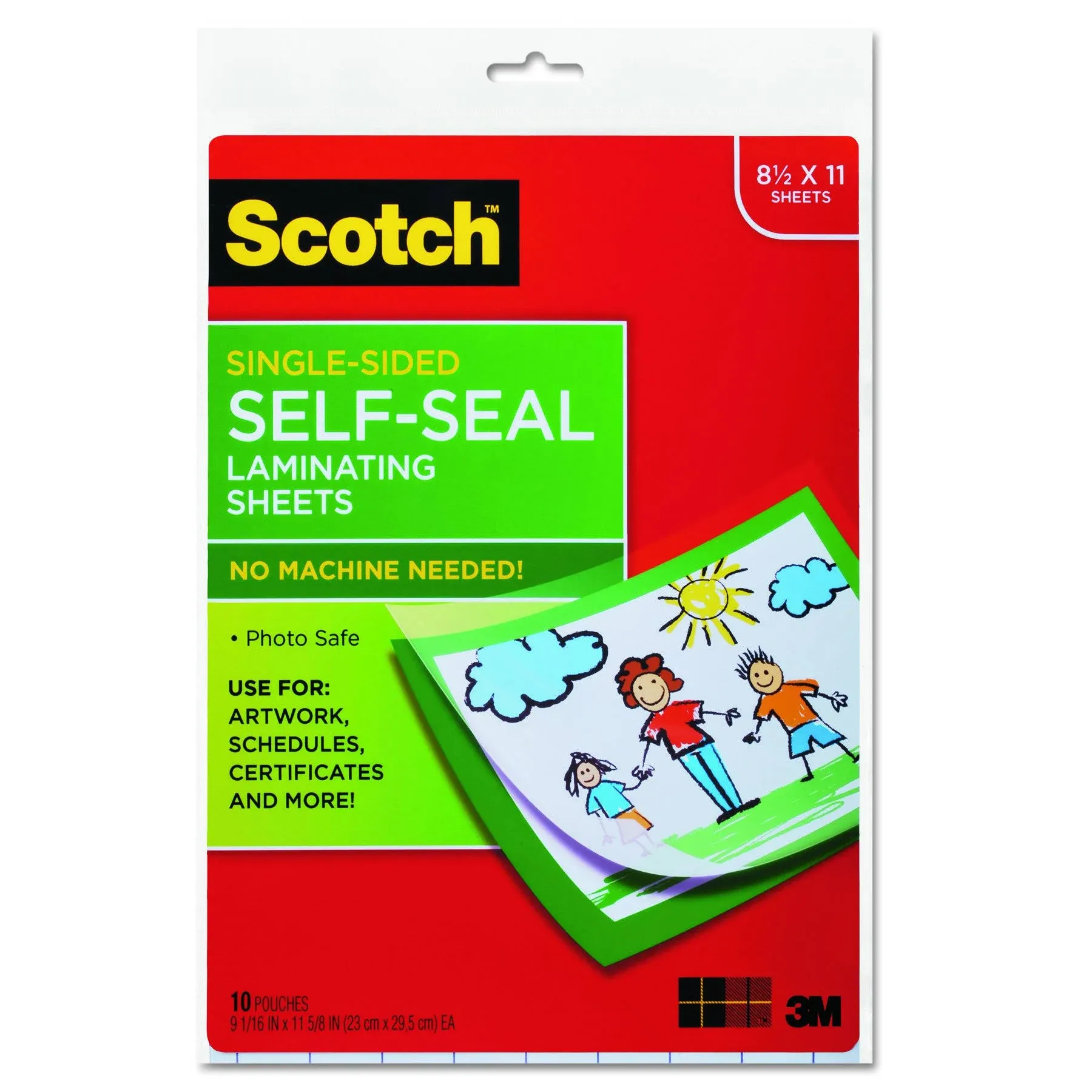 NEW Scotch Self Seal Laminating Sheet Single Sided 9x12” 8.5” X 11” sheets 10Pc