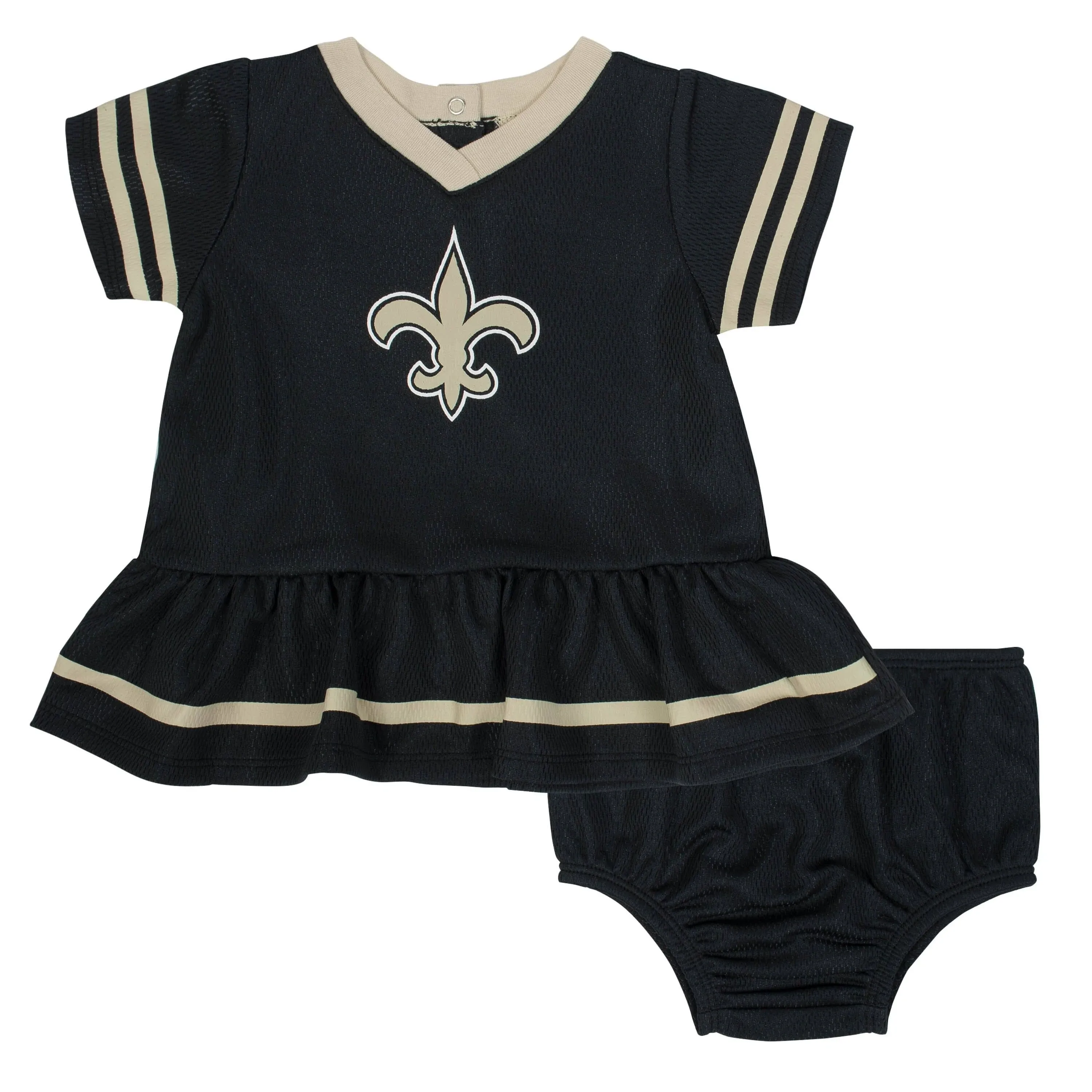 NFL Baby Girls New Orleans Saints Cheerleader Dress and Diaper Cover Set - 3-6mo