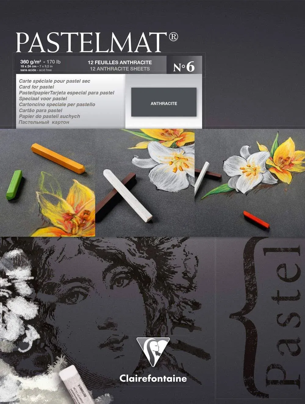 Clairefontaine : No.6 : Pastelmat Pad : 18x24cm : 12 Sheets : 360gsm