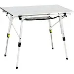 Portal Outdoor Folding Portable Picnic Camping Table with Adjustable Height Aluminum Roll Up Table Top Mesh Layer, Silver