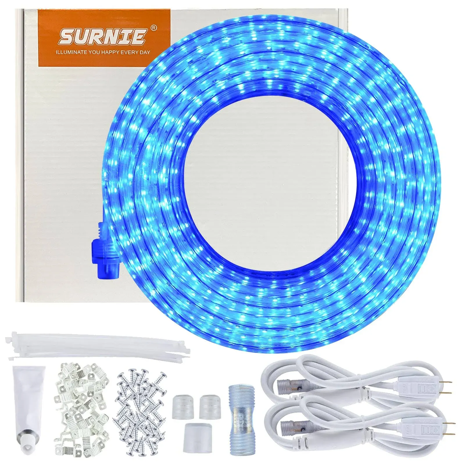 Surnie LED Rope Lights 50ft Flat Flexible Light Strip Blue Waterproof Resistant ...