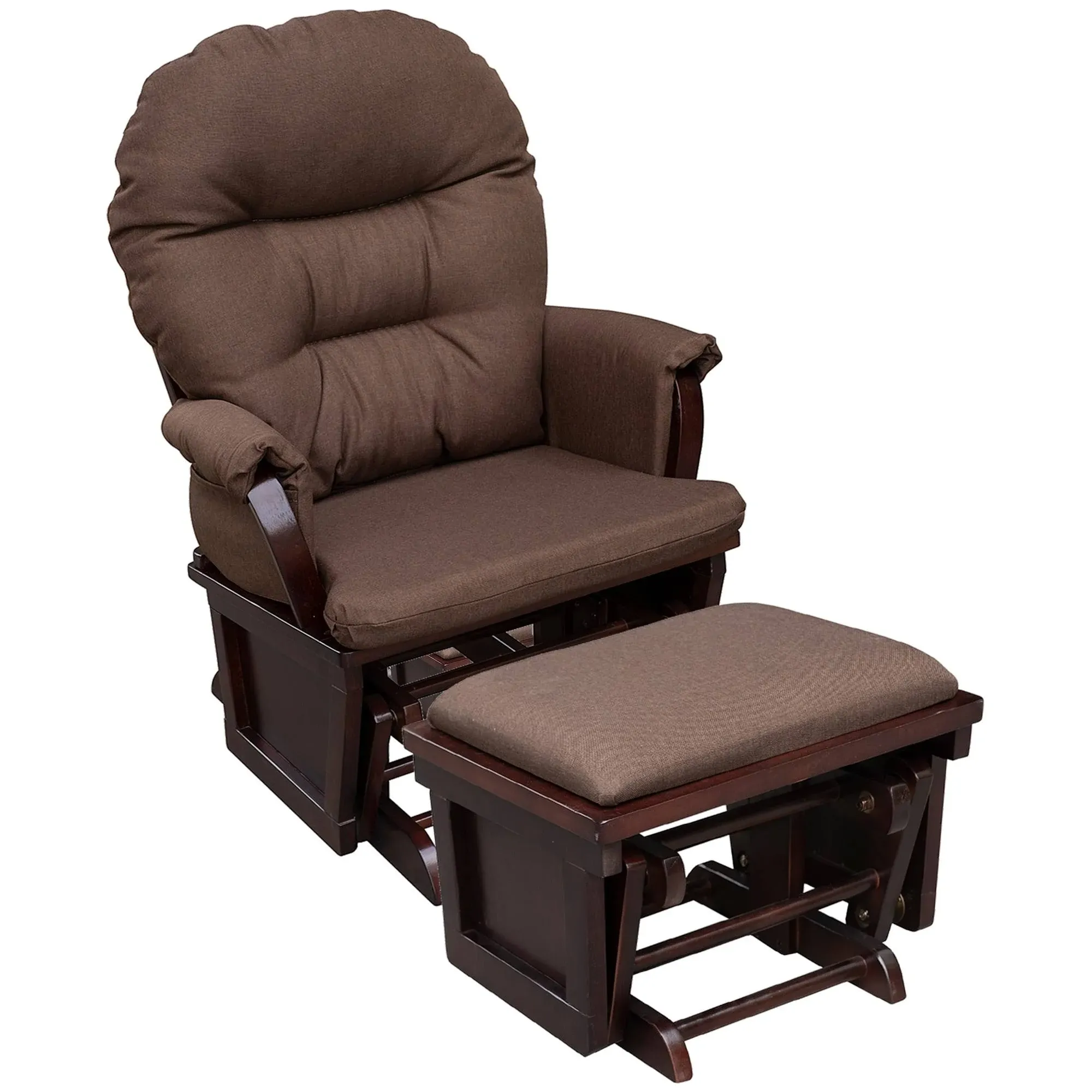 Dark Coffee Nursery Glider Rocking Chair with Ottoman