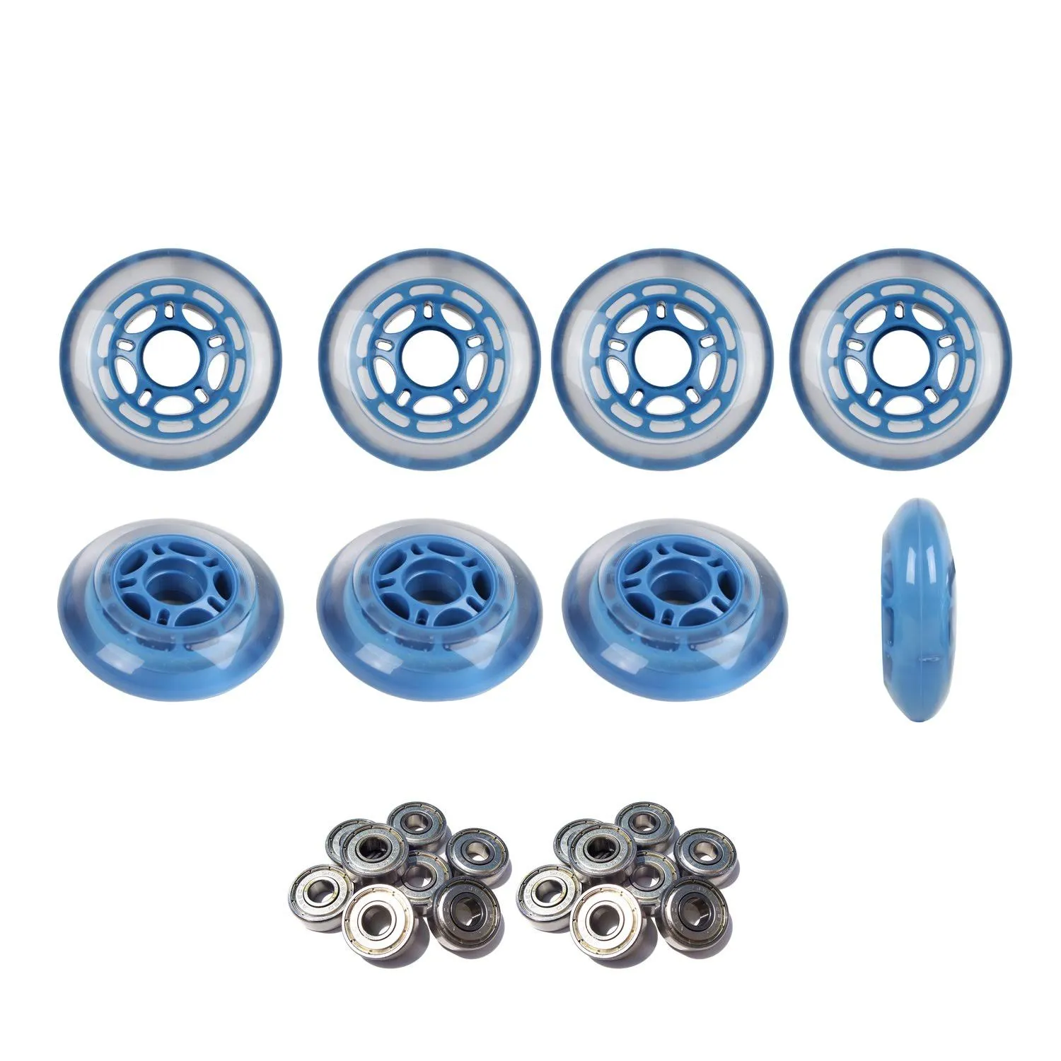 Player's Choice Roller Hockey Wheels 80mm 78A Soft Inline Skate Blue 8 Pack with ...