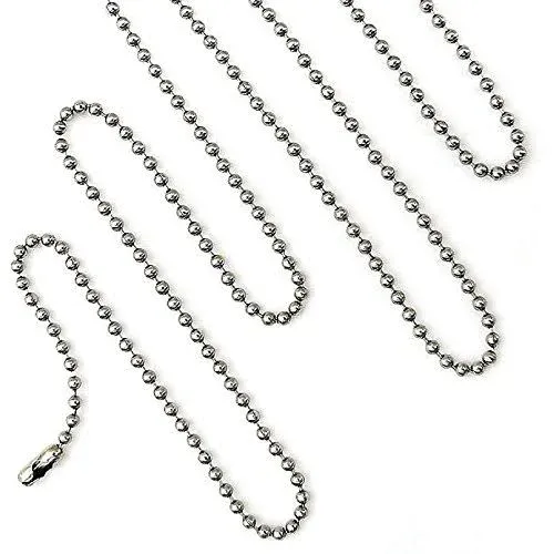 25pcs Nickel Plated Ball Chain Necklace30 Inches Long 2.4mm Bead Size # 3 Met...