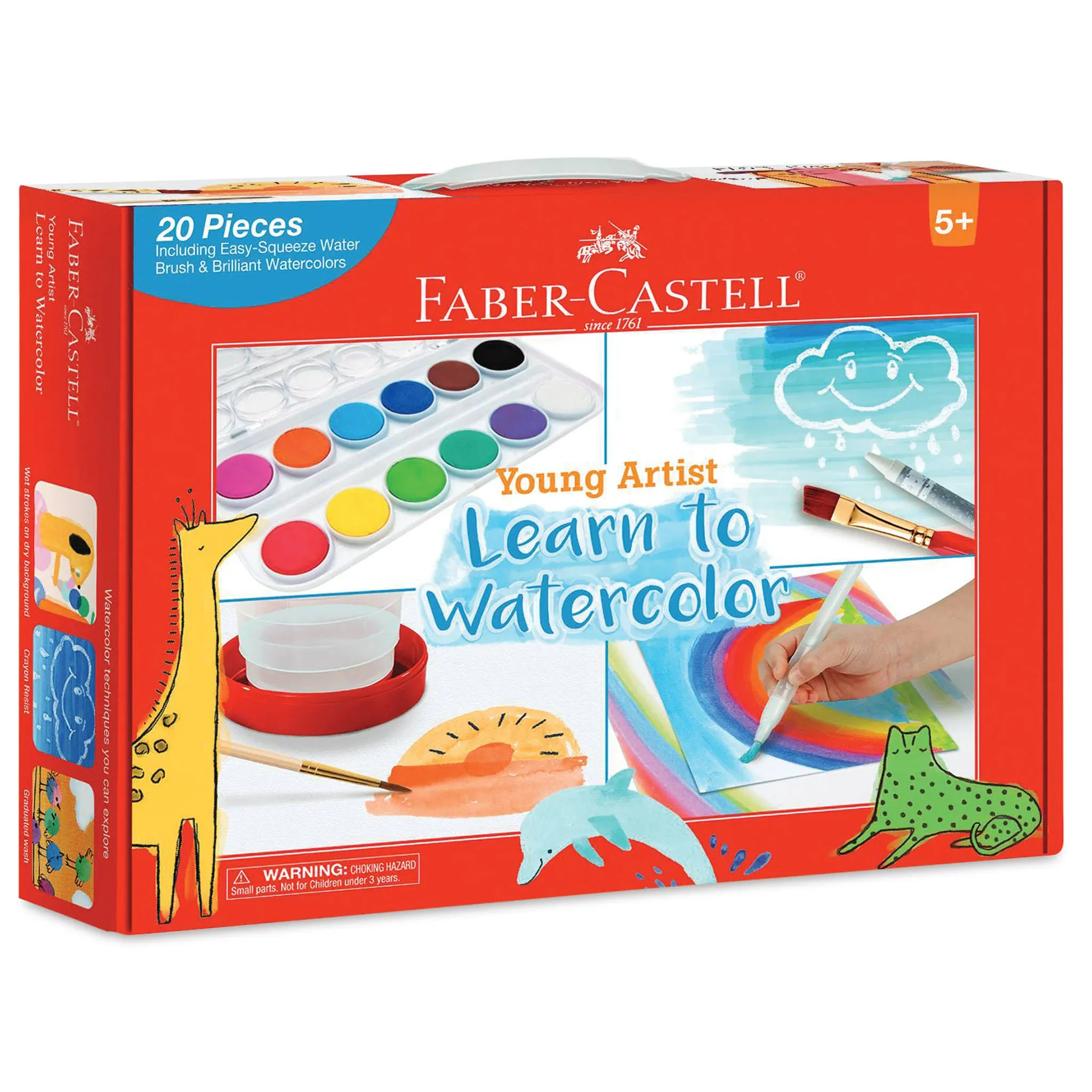 Faber-Castell Young Artist Learn to Watercolor - Watercolor Paint Set for Kids Ages 5+, Kid-friendly and Washable Watercolor Paint (Packaging May Vary)