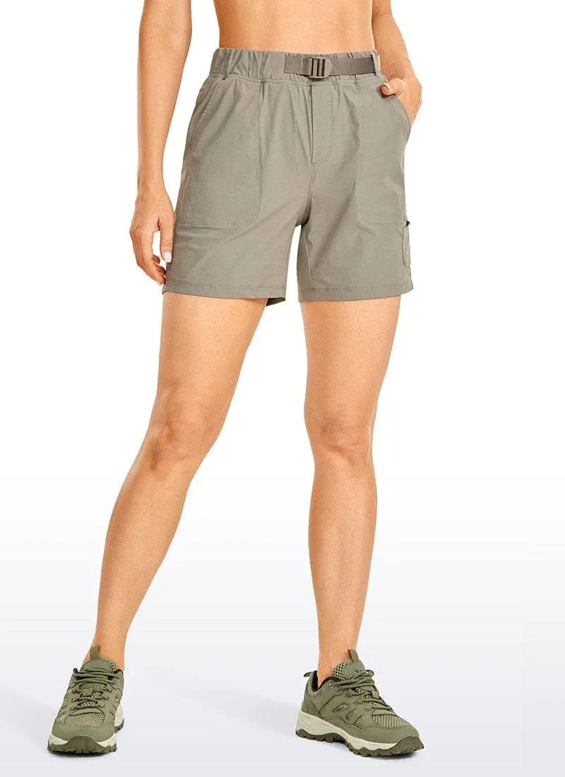 CRZ Yoga Women's Hiking Ripstop Mid-Rise Shorts Removable Belt 6'' Cliff Ash / S