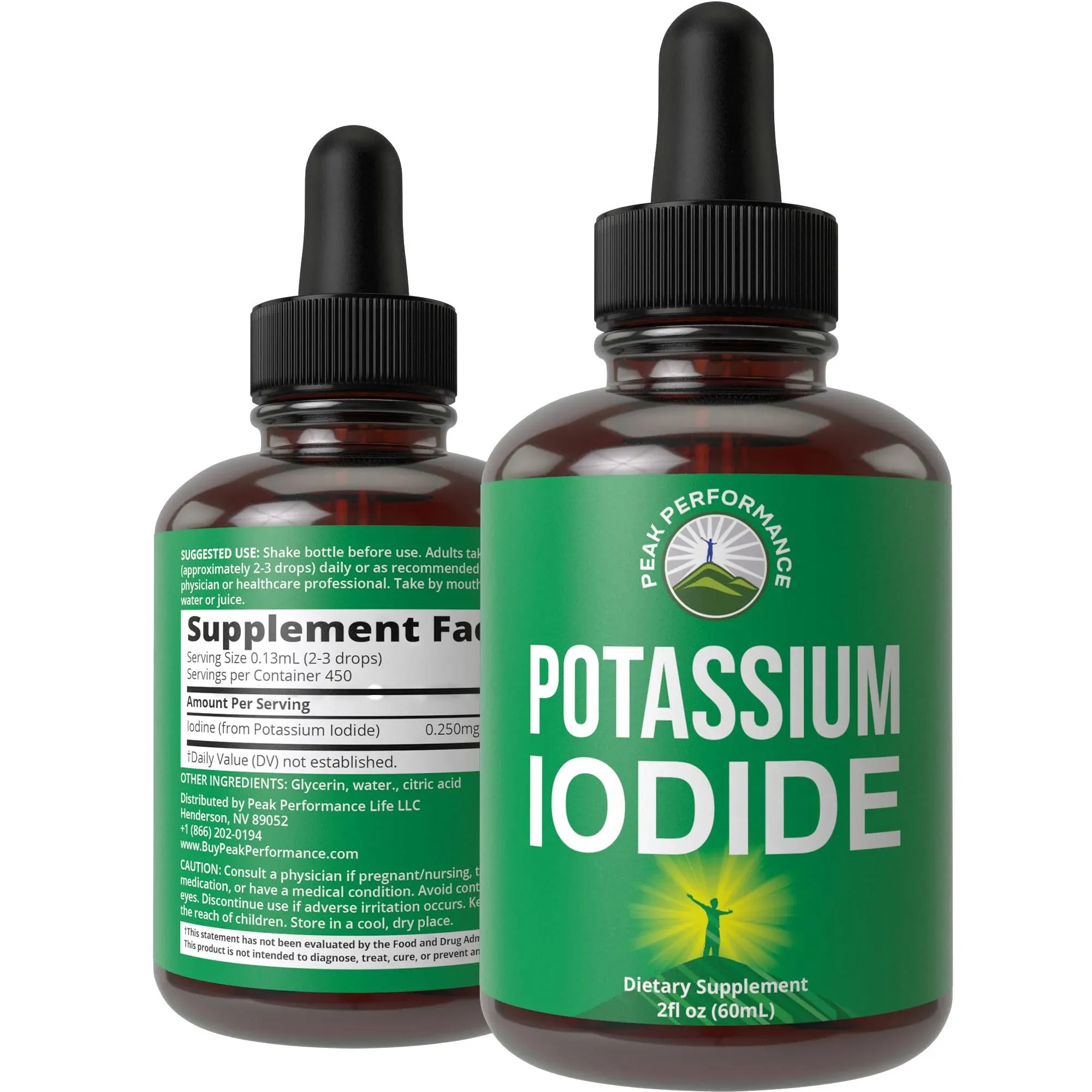 Potassium Iodide Liquid - Unflavored Iodine Supplement - 60 ml | Peak Performance