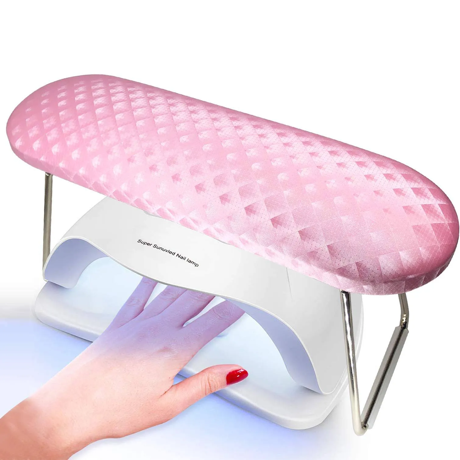 Nail Arm Rest Microfiber Leather Manicure Hand Pillow Stainless Steel Stand with ...