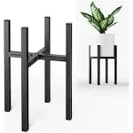 MUDEELA Adjustable Metal Plant Stand Indoor & Outdoor, Single Indoor Plant Stand Fits 8-12 inch Pots, Black Stand for Indoor Plants, Pot Plant Not Included