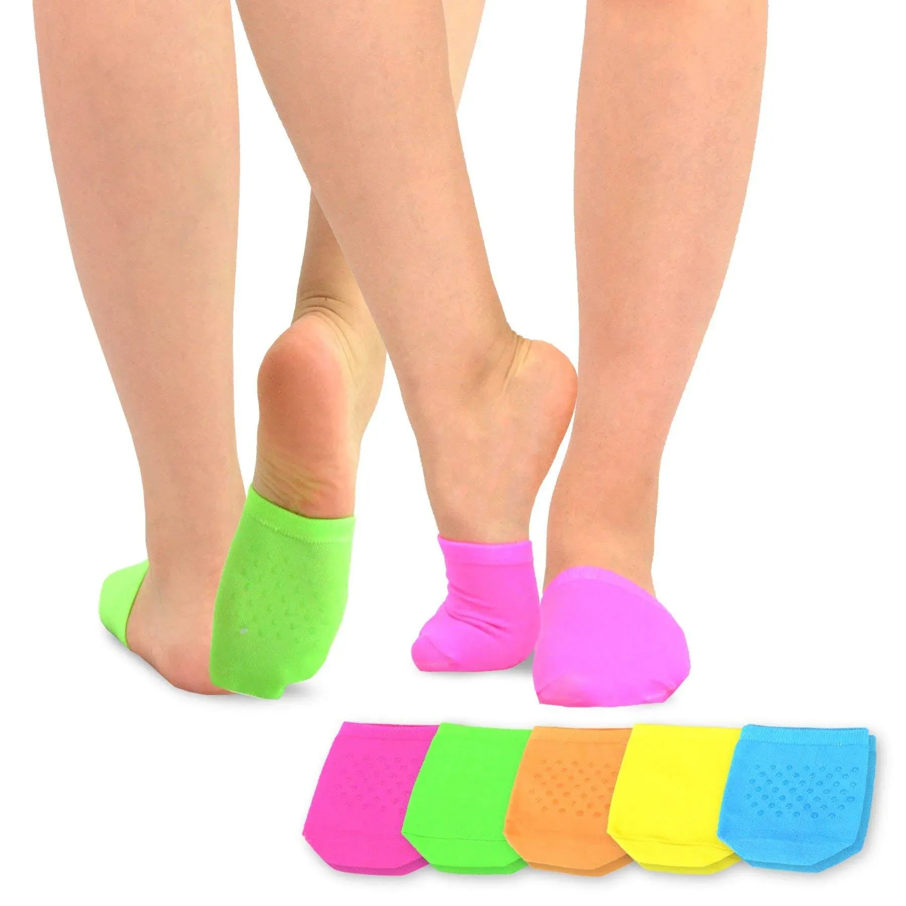 Teehee Women's Seamless Toe Topper Liner Socks 5-Pack with Non-Skid