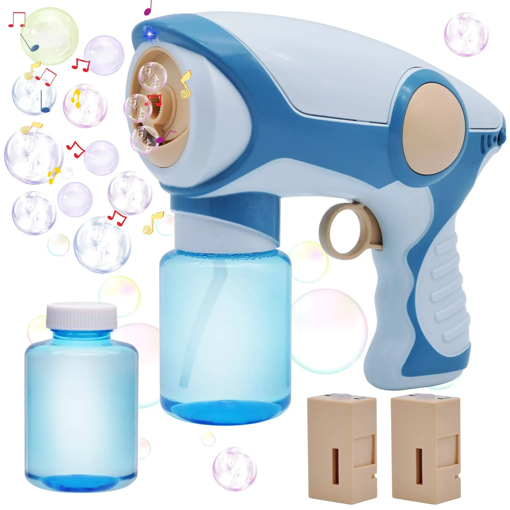 JOYIN Smoke Musical Bubble Gun with 2 Bubble Solutions (130ml), Toddlers Bubb...