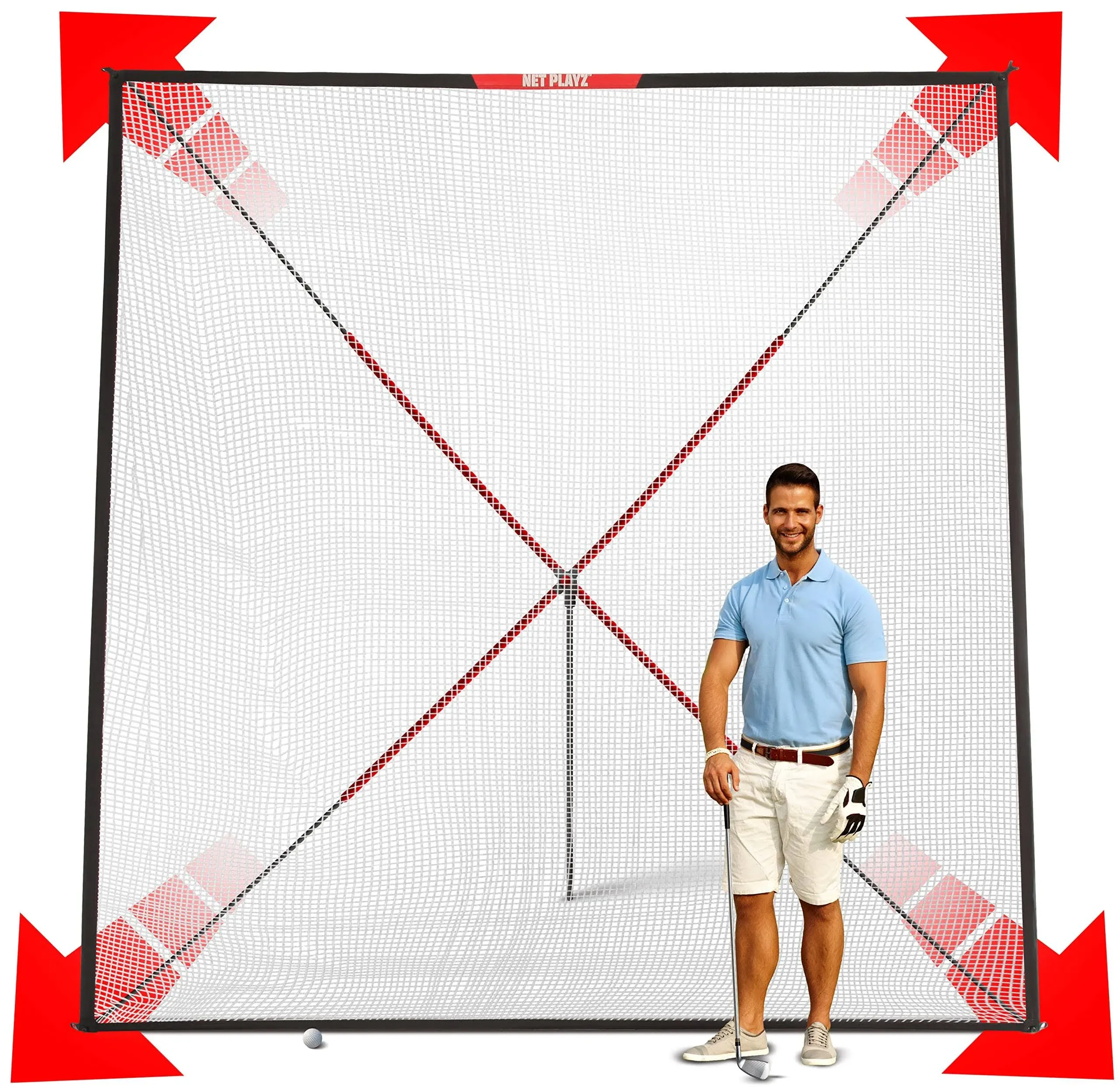 Net Playz Golf Practice Auto Return Net,10Ft x 10Ft, Quick Set-up, Multi-Angle Adjustment, Golf rebound net, Outdoor Training net,Target Panel included