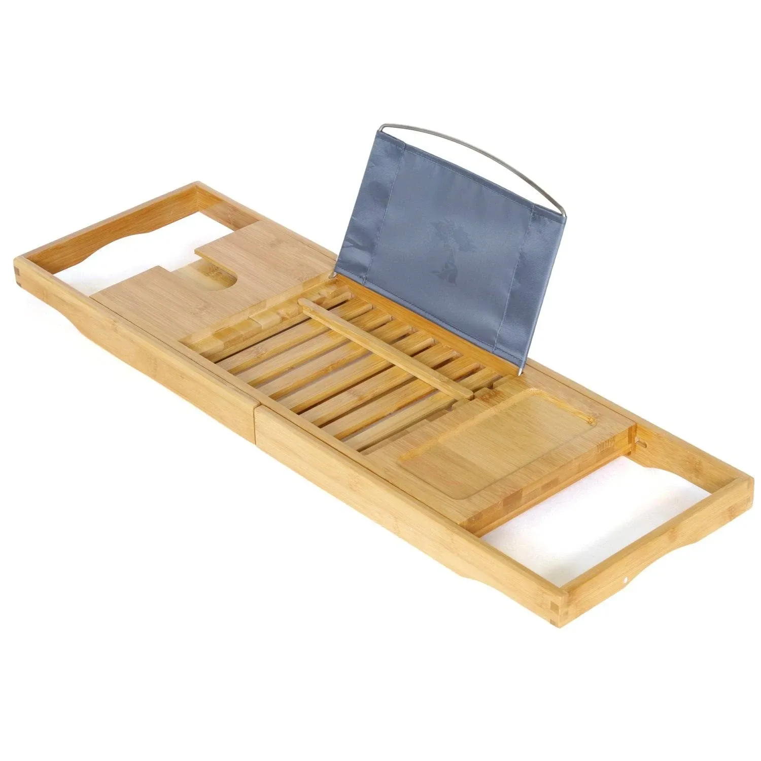 ToiletTree Products Bamboo Bathtub Caddy with Extending Sides and Adjustable Book Holder