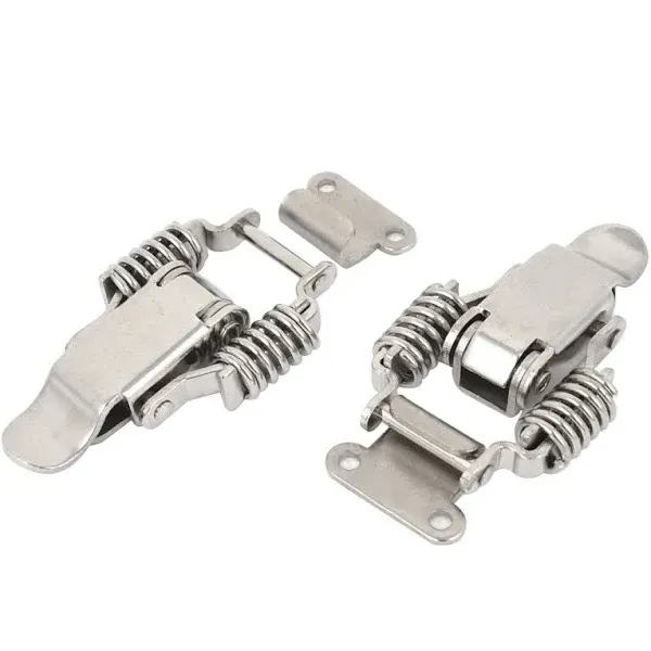 2 x Spring Loaded Draw Tension Latch Tool Silver Tone W Strike Plate