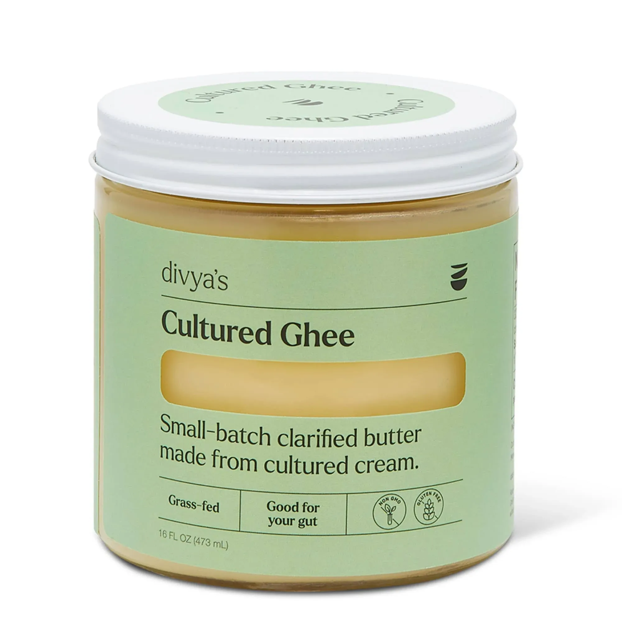 Divya's Cultured Ghee - 8 oz Grass-Fed Ghee Clarified Butter - Great For Cooking Meals & Promotes Gut Health - Non-GMO, Gluten Free, Keto Friendly, Ayurvedic Ghee Butter