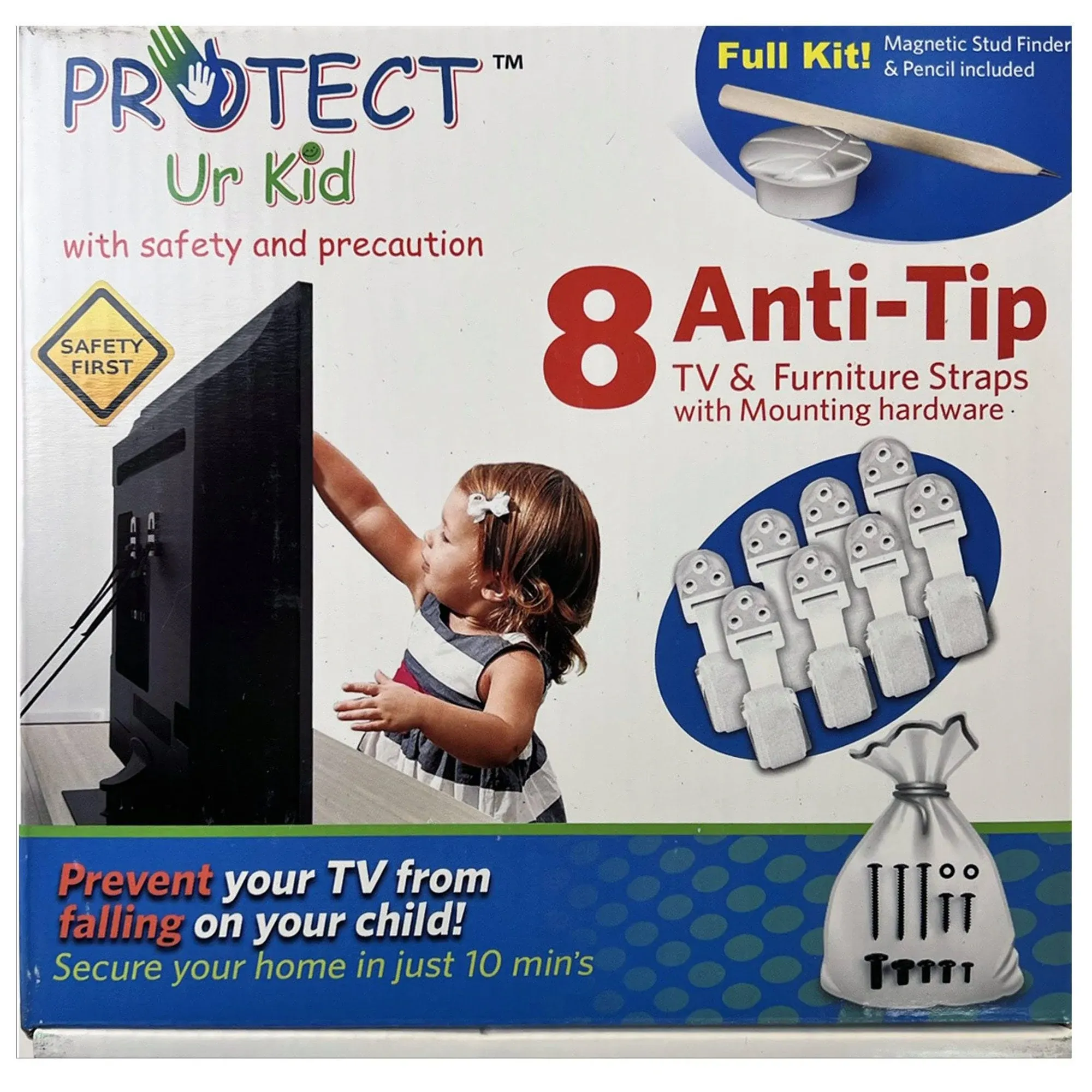 Protect Ur Kid TV And Furniture Anti Tip Straps - Safety For Baby Proofing 8 Pk