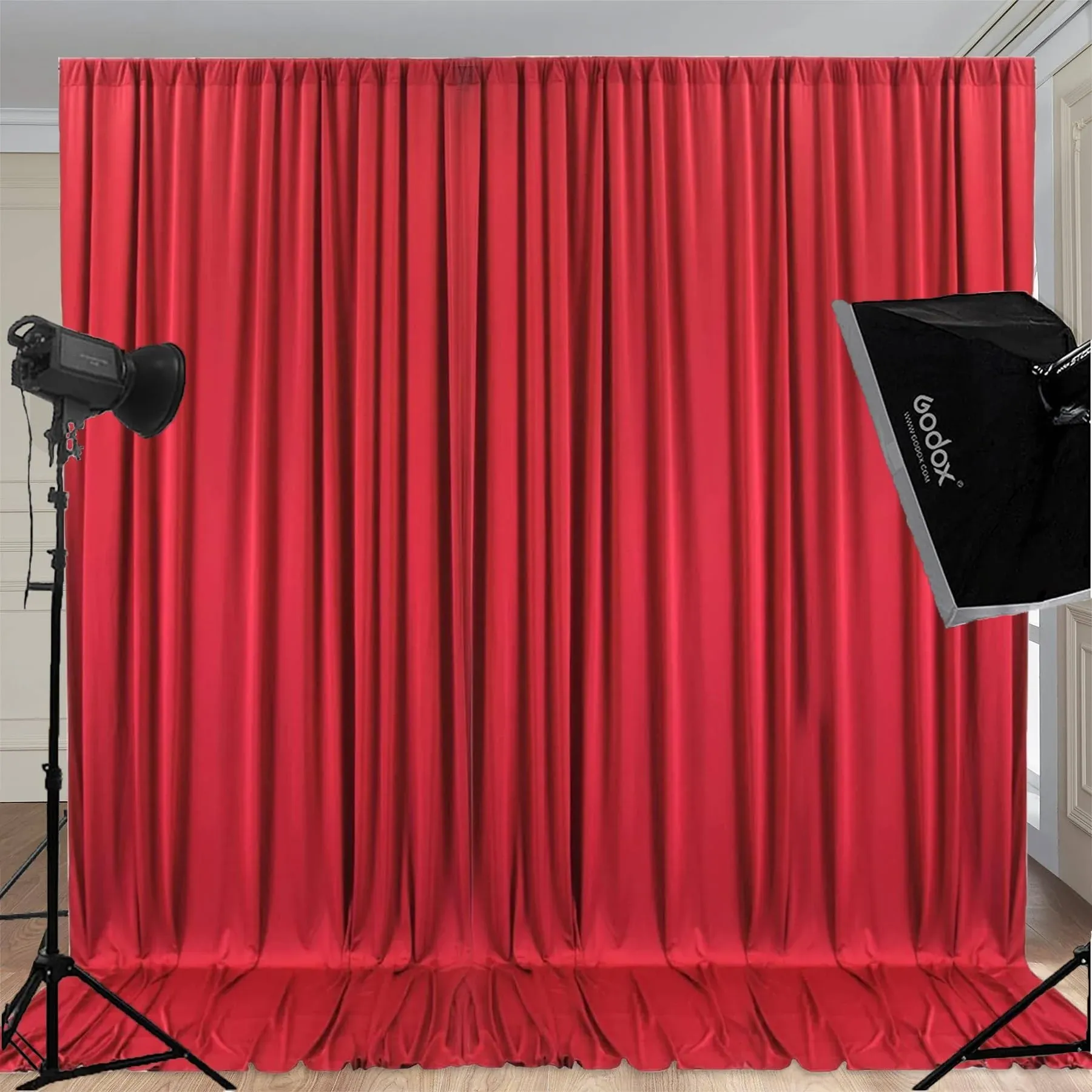 10ft x 10ft Wrinkle Free Red Backdrop Curtains