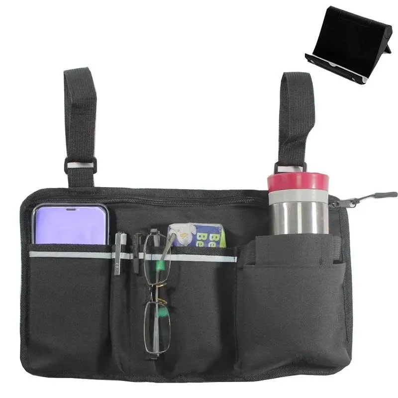 Wheelchair Pouch Side Pocket with Cup Holder,Walker & Wheelchair & Rollator Bag ...