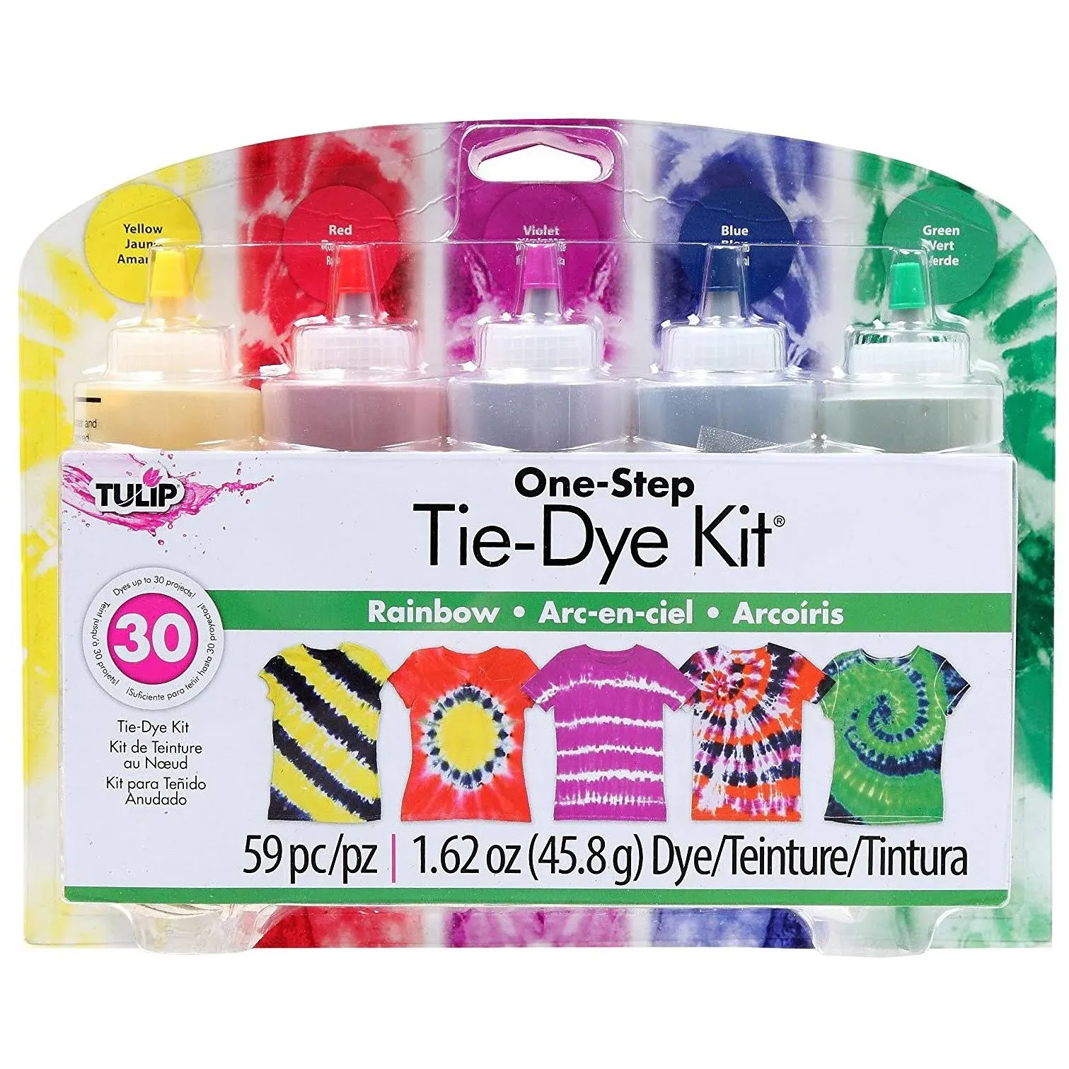 Tie Dye Kit One-Step 5 Color Tie-Dye Kits Rainbow 1.62oz