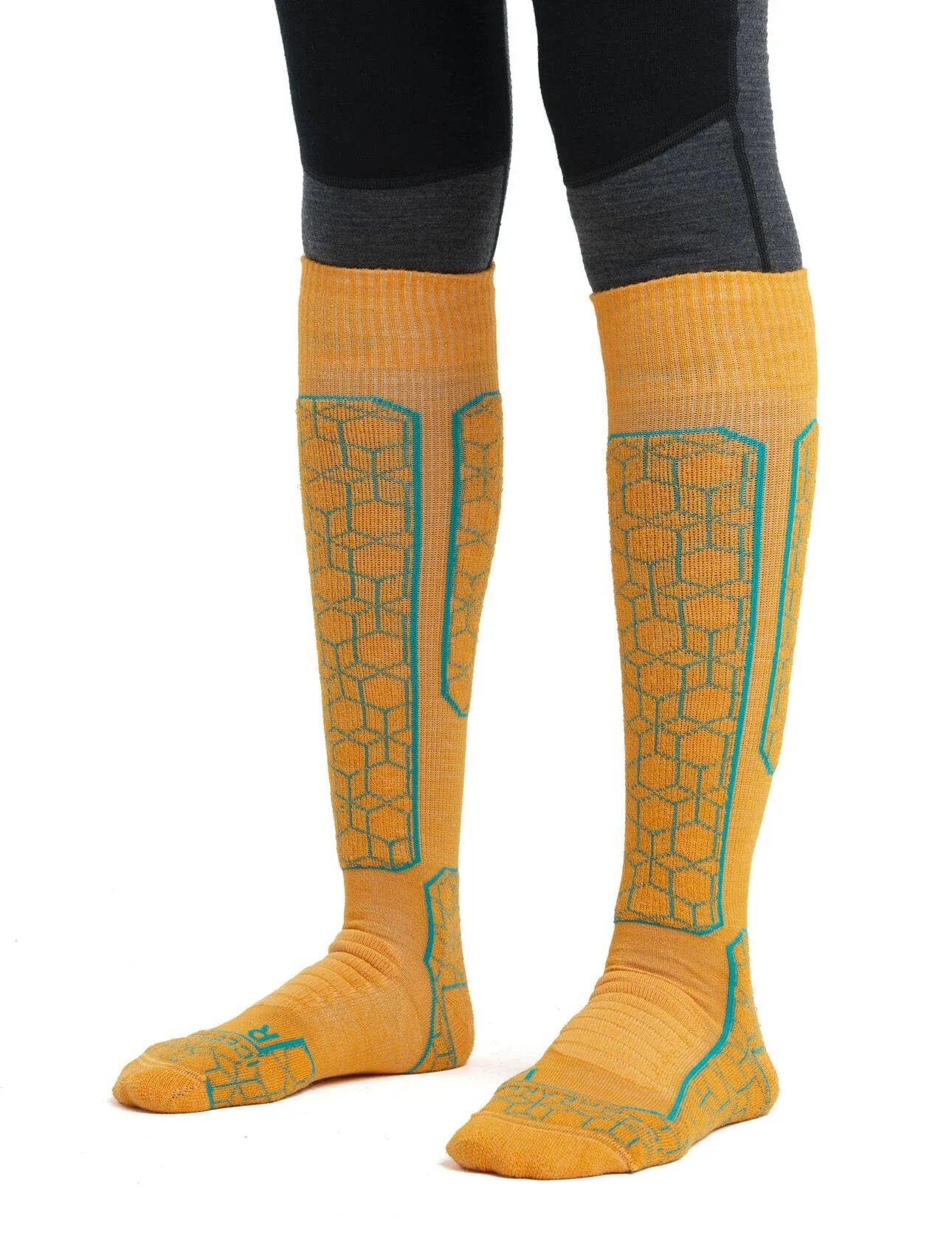 Icebreaker Women's Merino Ski+ Medium Alpine Geo Over The Calf Socks, Solar/Flux ...