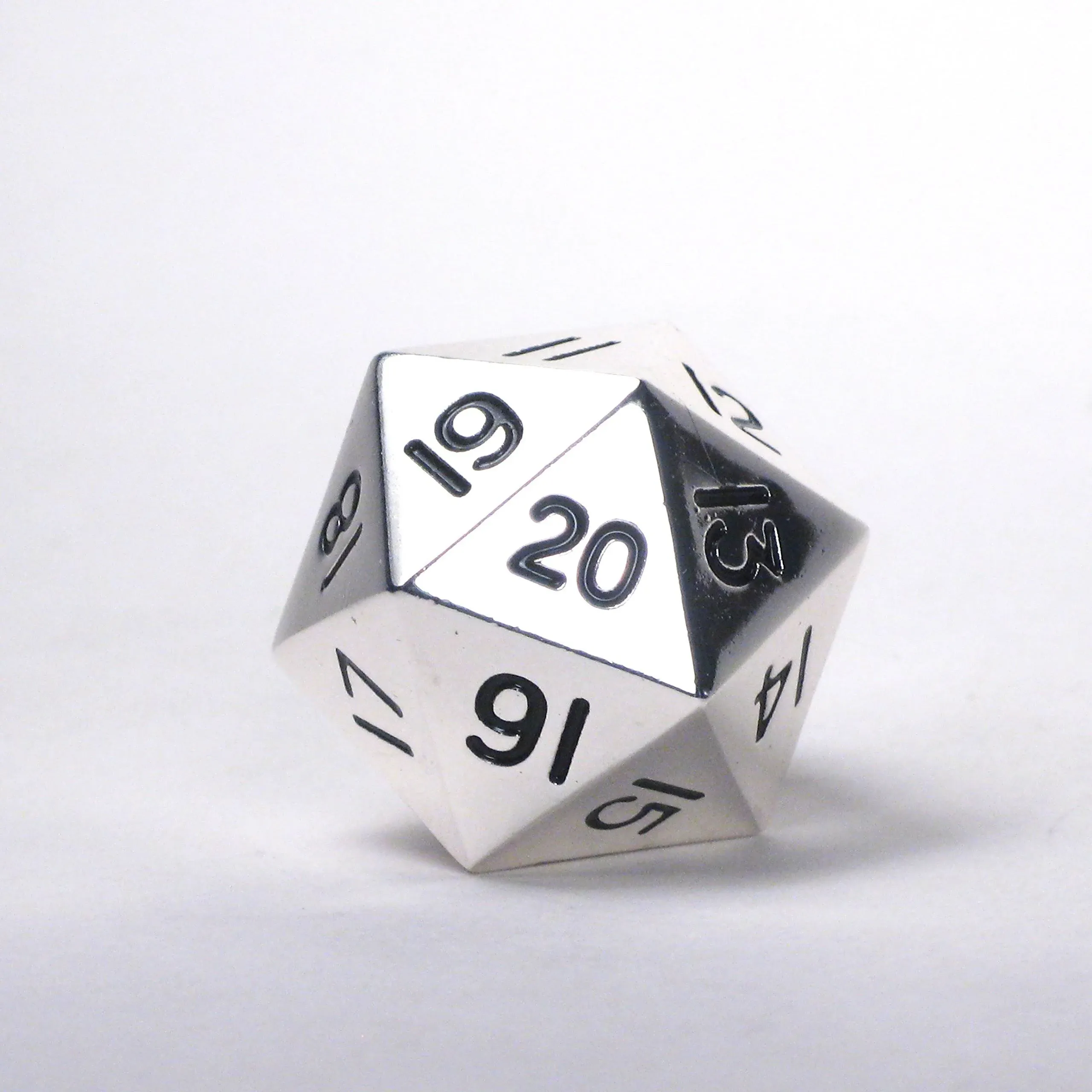 Hedral Massive! Solid Metal Jumbo 35mm D20 Spin Down Life Counter Dice Die Chrome ...