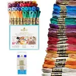 DMC Embroidery Floss, Anniversary Collection Pack. 36 Colors Cotton Embroidery Thread Bundle with Hand Embroidery Needle Size 18. Premium Cross Stitch String Set. Yarn Kit, DMC Mouline Threads.