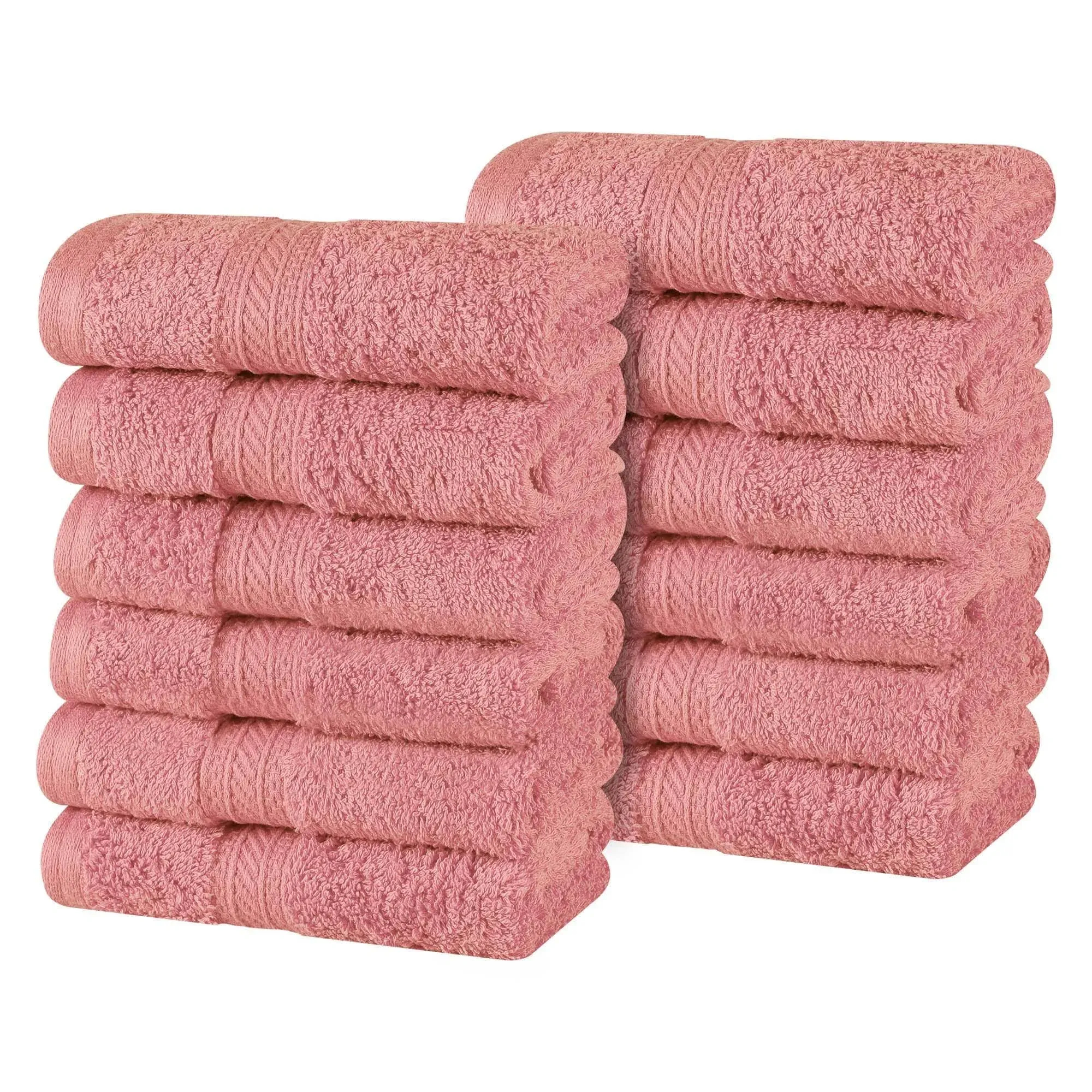 Superior Atlas Cotton Luxury Face Towels, Washcloth Set, Heavyweight, Bathroom Accessories, Kitchen Basics, Spa, Salon, Hotel, Resort, Thick, Ultra-Plush, Highly-Absorbent, Face Towel, Blush