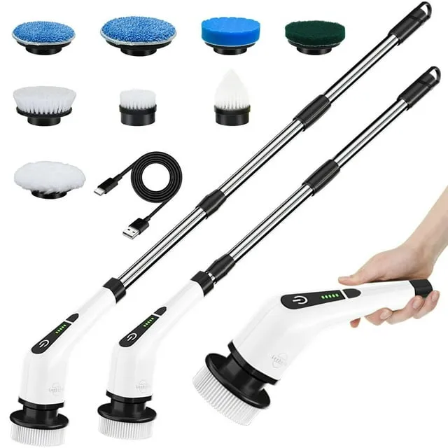 Leebein Electric Spin Scrubber Cordless Cleaning Brush with 8 Replaceable Brush Heads Tub and Floor Tile 360 Power Scrubber du