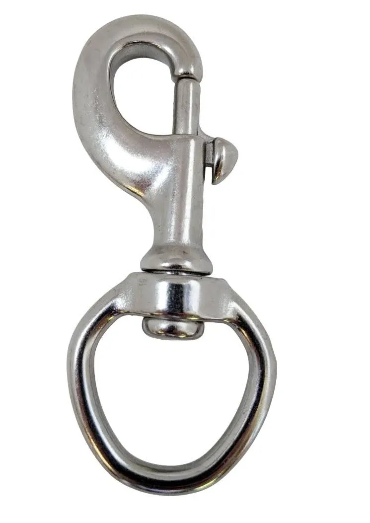 Ravenox Fms Snap Hooks Heavy Duty |(Stainless Steel)(1" x 2-Pack) | 1-inch Swivel Snaps | Keychain Clip with Eye Bolt | Bolt Snap for Scuba, Flagpoles, Horse Leads, Leashes | Rope Hardware