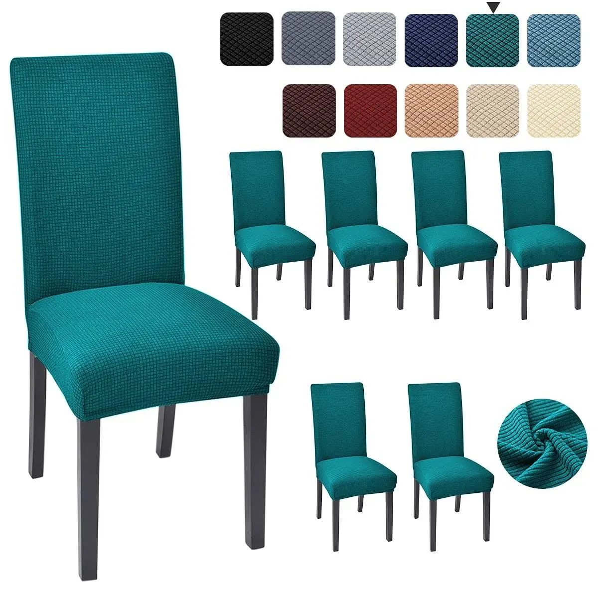 Chair Covers for Dining Room 6 Pack Chair Seat Cover for Dining Room Kitchen, Parsons Chair Covers Dining Chair Slipcover, Teal