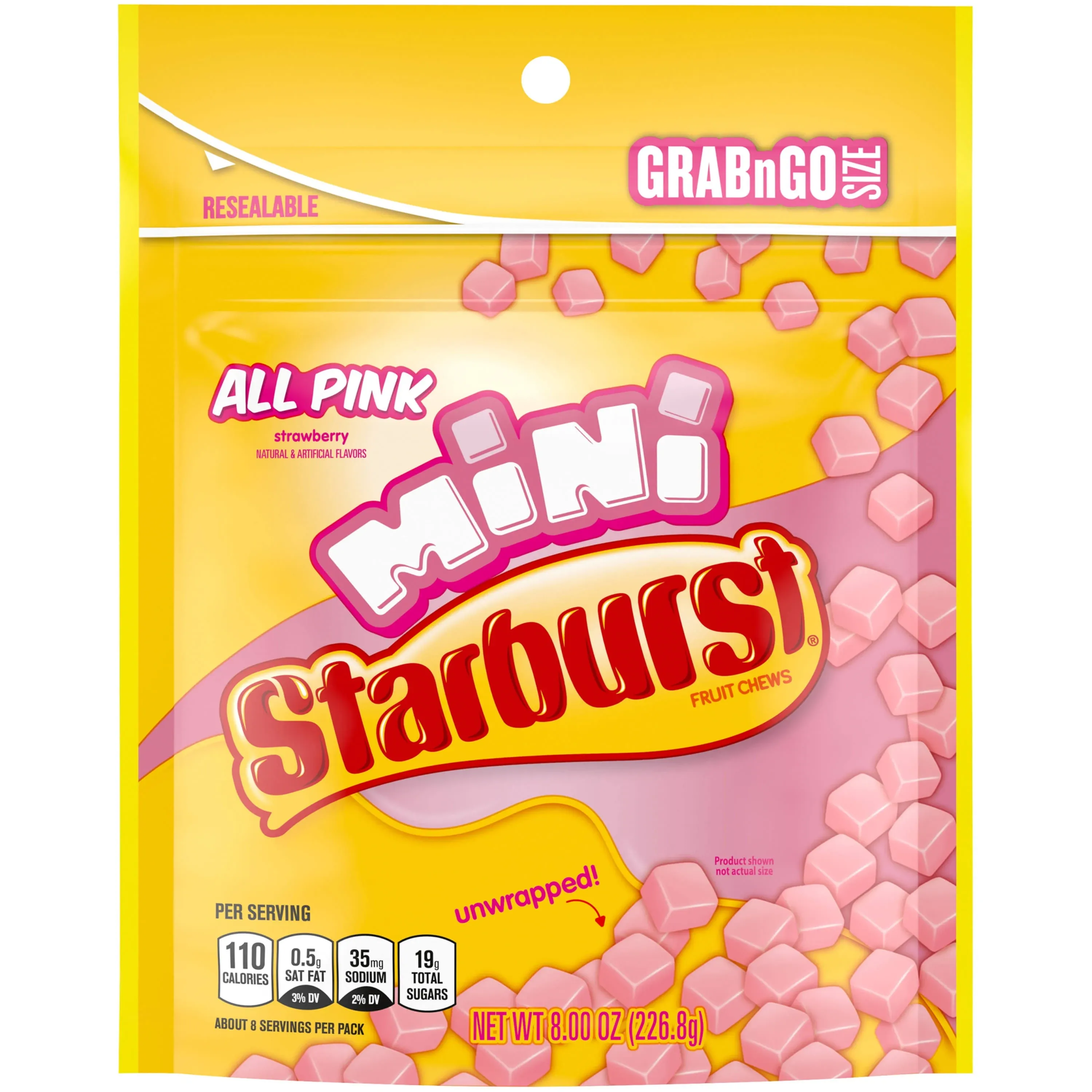 Starburst Fruit Chews, Strawberry, All Pink, Mini, Grab N Go Size - 8.00 oz