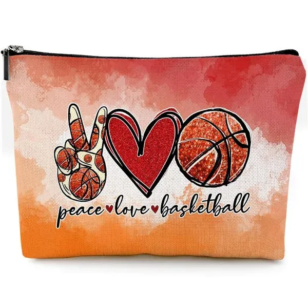 Givotin Cosmetic Bags for Women Cute Makeup Peace Love Basketball 