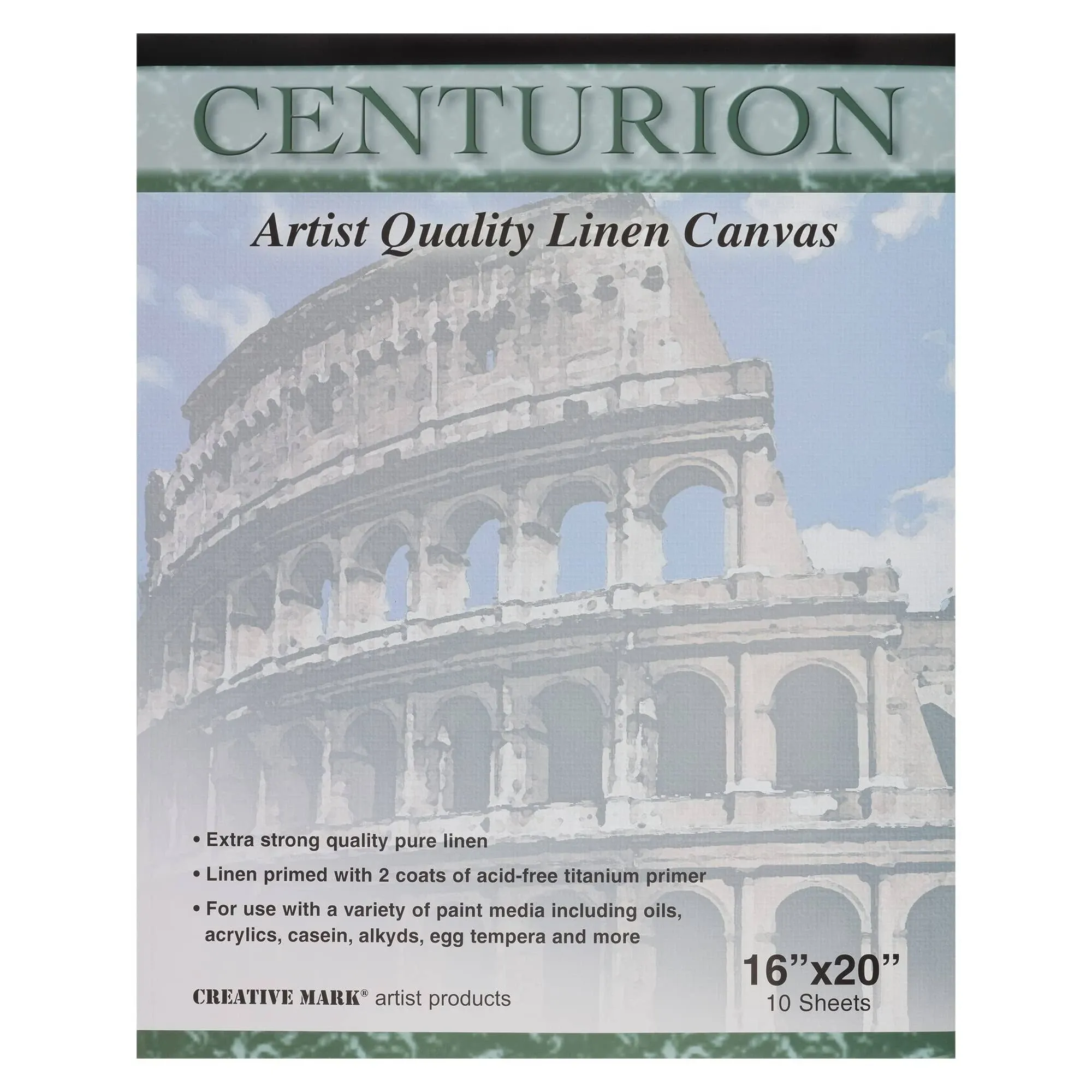 Centurion Acrylic Universally Primed White Linen Canvas 10 Sheet Pad Multi Packs