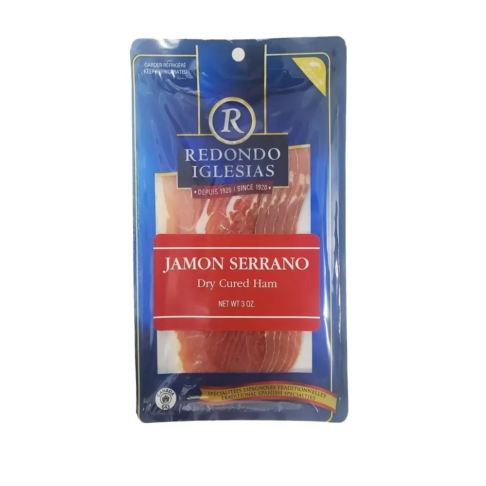 Jamon Serrano Sliced 3 oz - 15 months aged dry cured ham - Spanish Gourmet Delicatessen - SPAIN