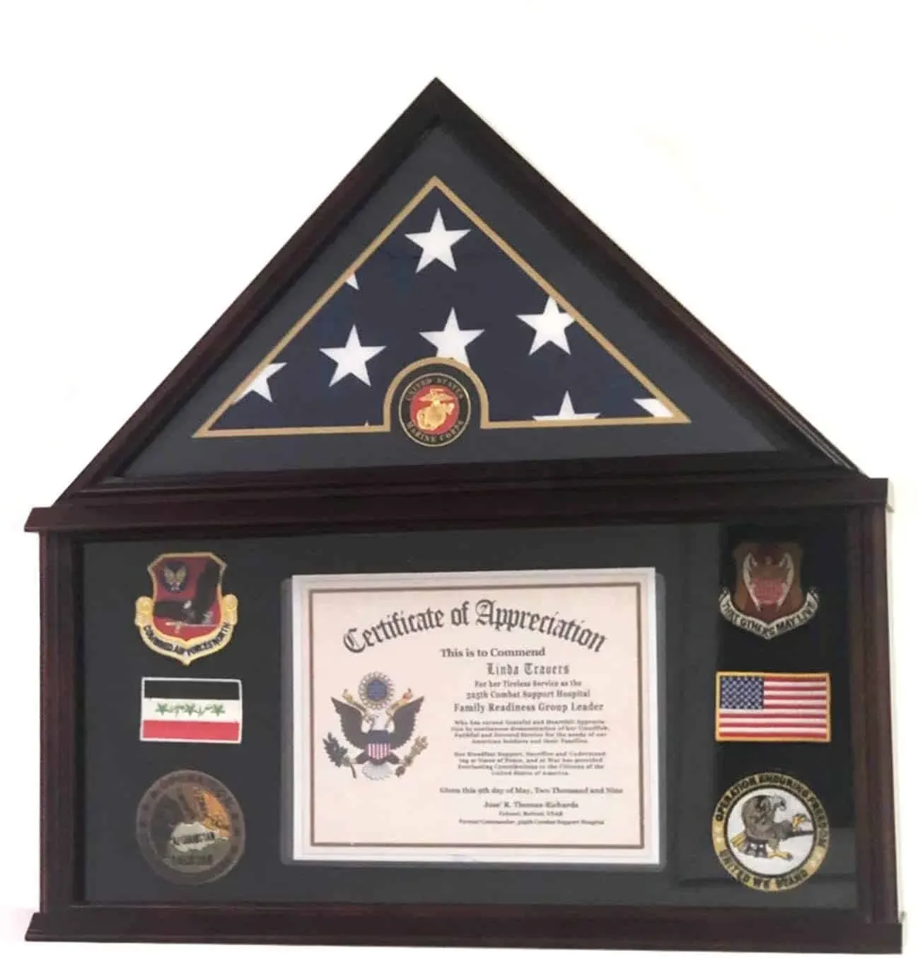 DECOMIL Large Military Shadow Box Frame Memorial Burial Funeral Flag Display Case