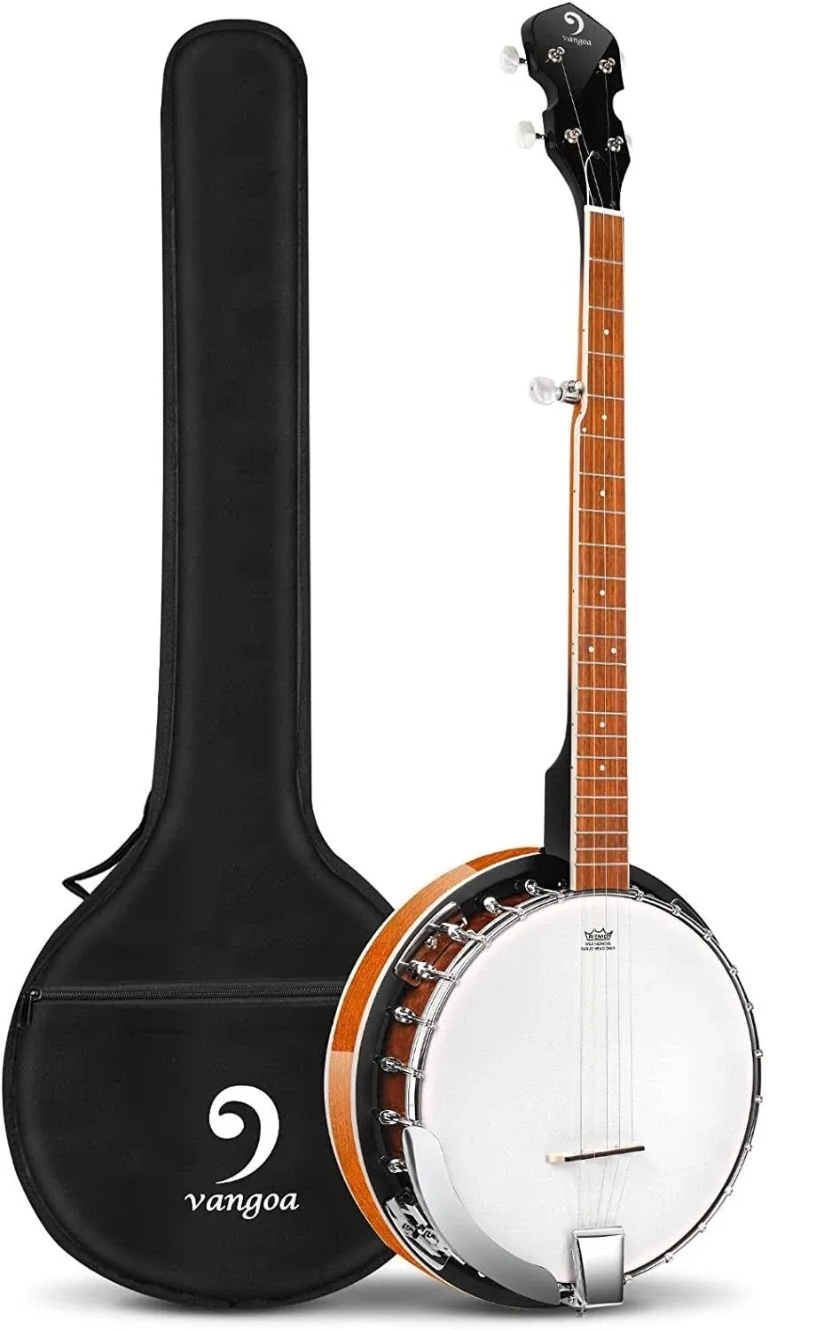 Vangoa Banjo 5 String Acoustic Electric Full Size Closed Back Set with Mahogany Resonator Remo Head Banjoe 24 Brackets with Geared 5th Pegs for Beginners Adults