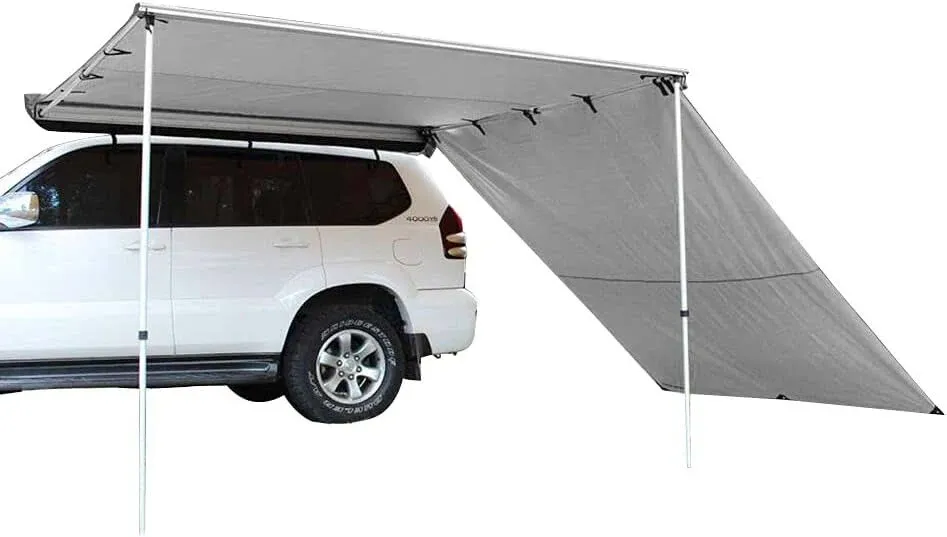 DANCHEL OUTDOOR Car Overlanding Awning Pull-Out Vehicle Shades, Waterproof Roof Rack Truck Side Awning Shelter SUV Canopy Camper Tent Gray(4.9x6.5ft)