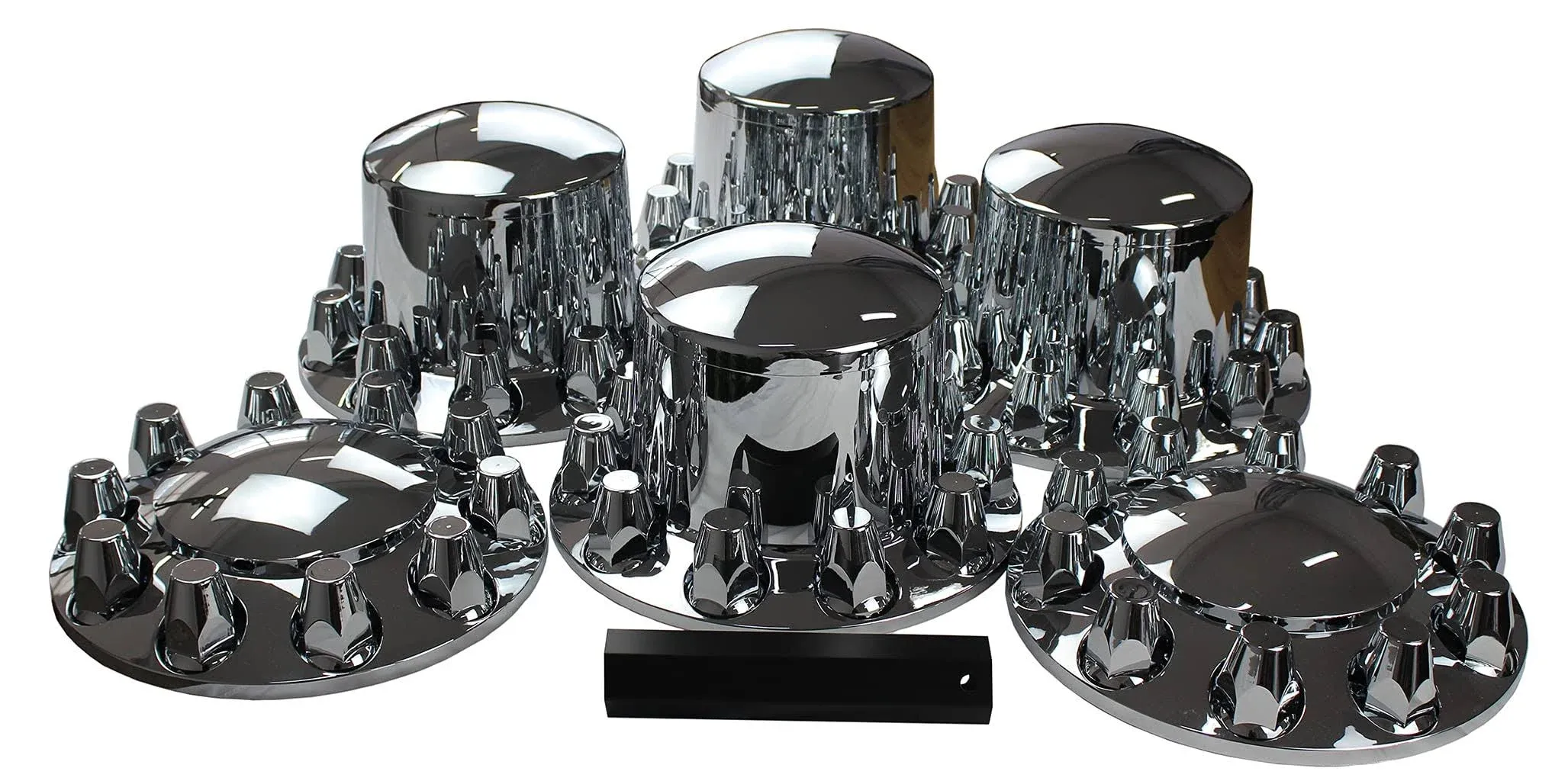 ABS Chrome Plastic Complete Axle Cover Kits with 33mm Thread-on Nut Covers for Semi Trucks in Sets (Standard)