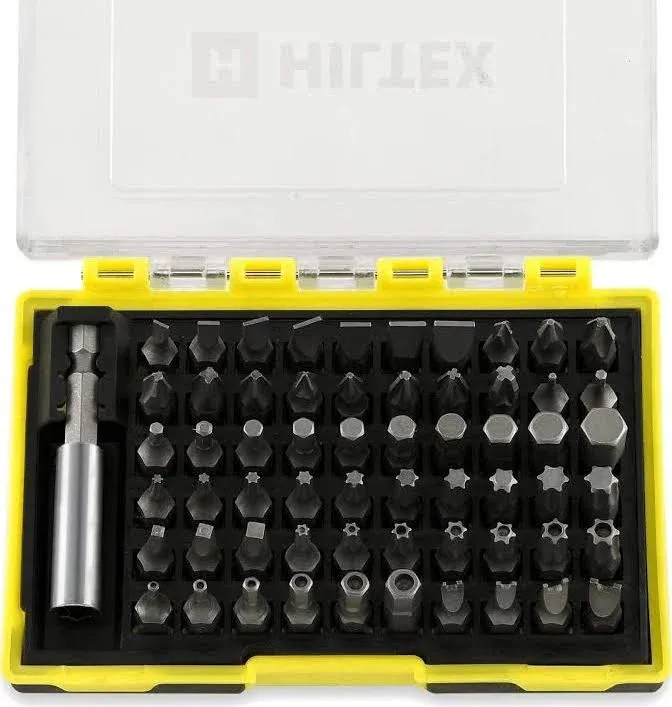 Hiltex 10060 1/4-Inch Hex Shank Security Bit with Magnetic Extension Bit, 61 Piece Set | CR-V Steel